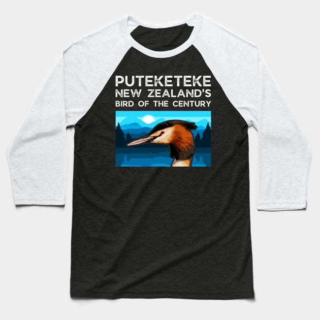 Funny Puteketeke New Zealand's Bird Of The Century Vintage Baseball T-Shirt by rhazi mode plagget